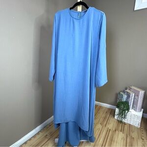 Elegant Blue Tunic set Abaya Women's Dress
